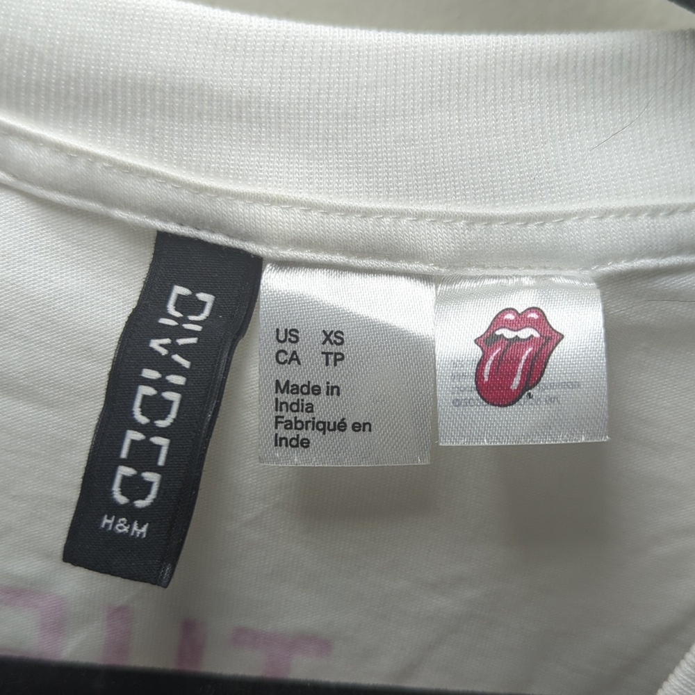 H&M Divided Rolling Stones T-Shirt Steel Wheels Tour 89 Cut-off Cropped Size XS - Picture 3 of 5